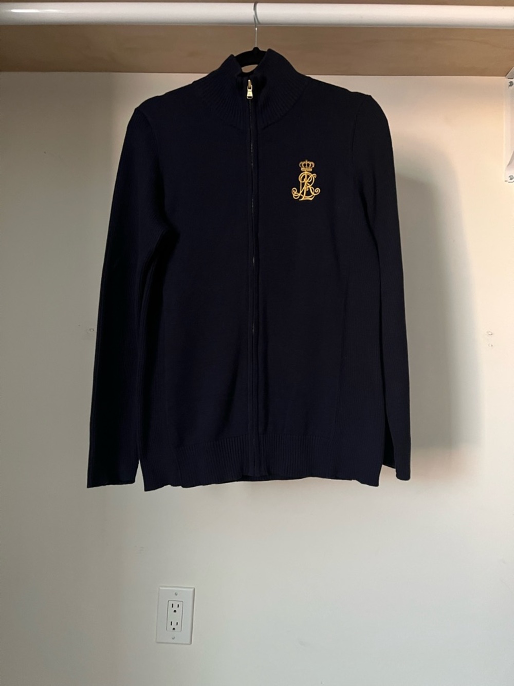 Ralph Lauren Navy Zip-Up Jacket with Gold Crest